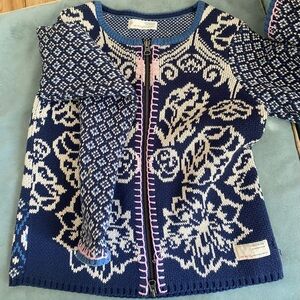 Odd Molly Blue and White Floral Jacket with Elegant Design
